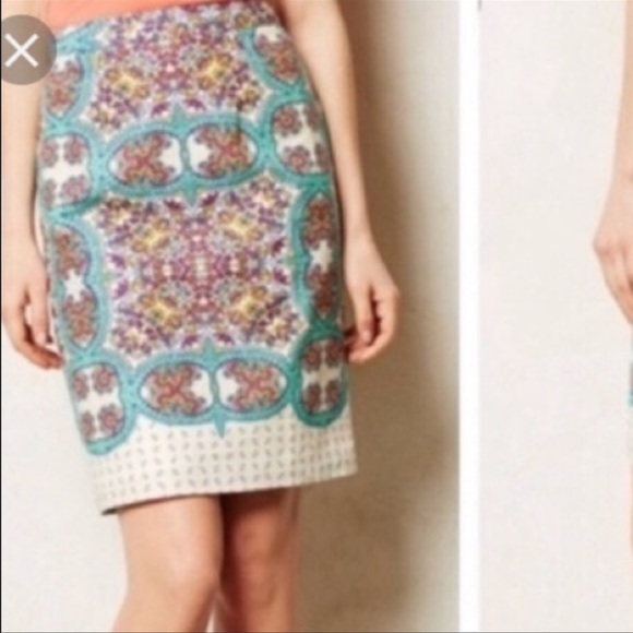 LUCY AND LAUREL PAISLEY LINEN SKIRT with back exposed zipper - Picture 5 of 7